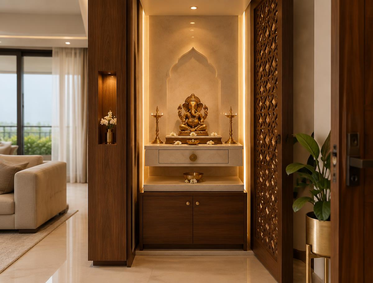Modern Indian Pooja Unit interior inspiration